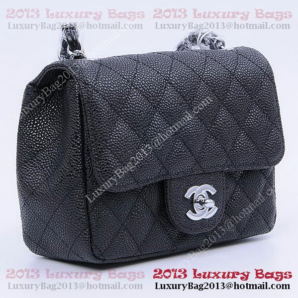 Chanel mini Classic Flap Bag Black Cannage Patterns 1115 Silver