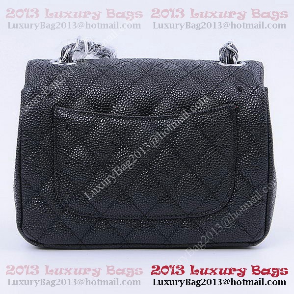 Chanel mini Classic Flap Bag Black Cannage Patterns 1115 Silver