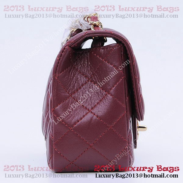 Chanel mini Classic Flap Bag Burgundy Sheekskin 1115 Gold