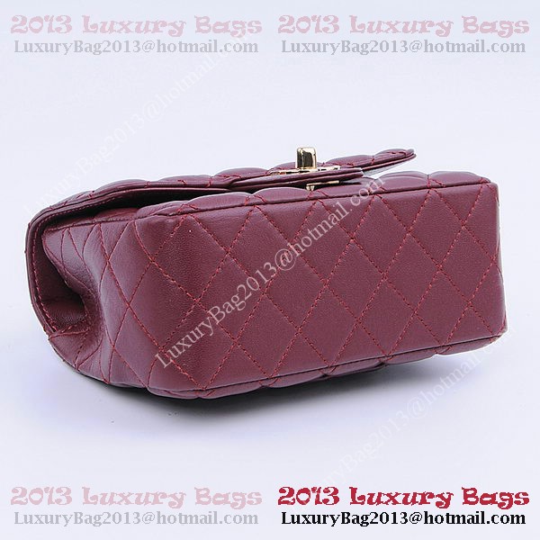 Chanel mini Classic Flap Bag Burgundy Sheekskin 1115 Gold