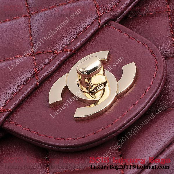 Chanel mini Classic Flap Bag Burgundy Sheekskin 1115 Gold