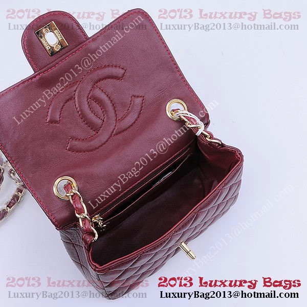 Chanel mini Classic Flap Bag Burgundy Sheekskin 1115 Gold