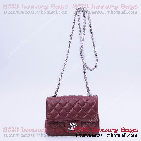 Chanel mini Classic Flap Bag Burgundy Sheekskin 1115 Silver