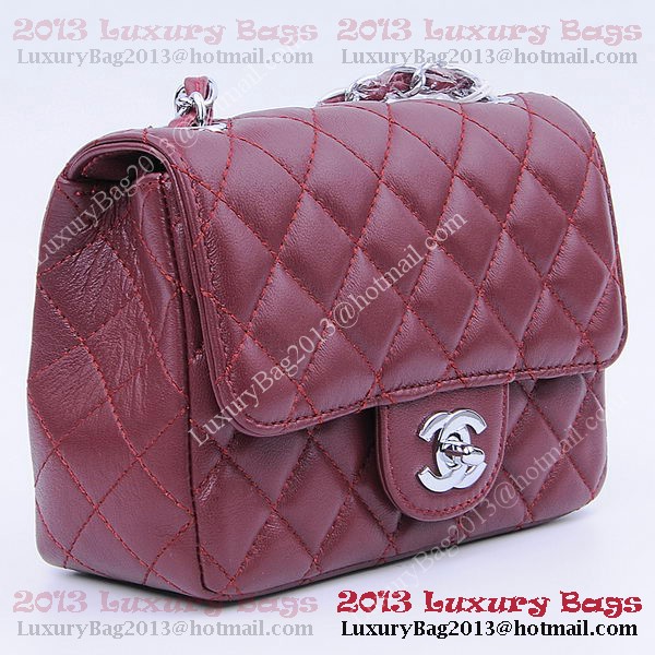 Chanel mini Classic Flap Bag Burgundy Sheekskin 1115 Silver