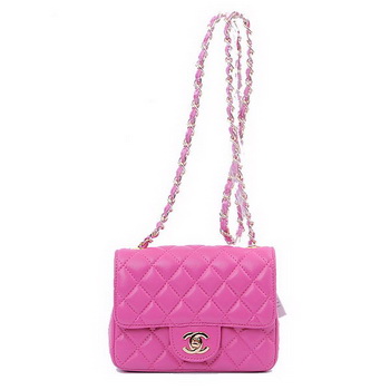 Chanel mini Classic Flap Bag Peach Sheekskin 1115 Gold