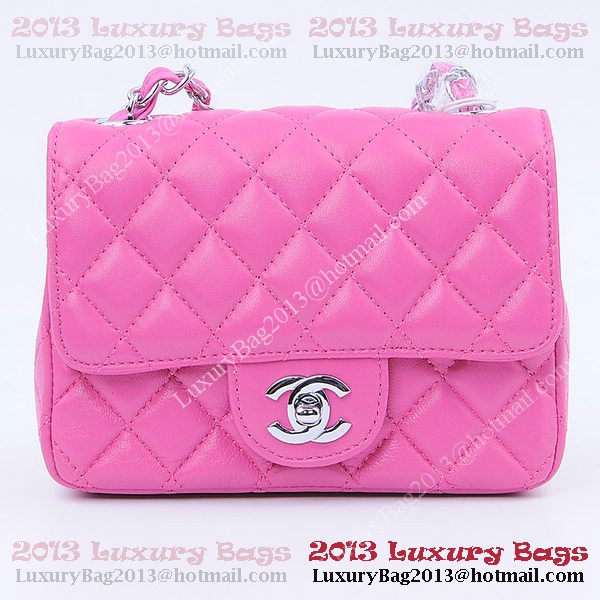 Chanel mini Classic Flap Bag Peach Sheekskin 1115 Silver