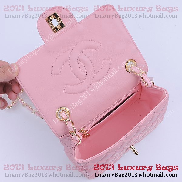 Chanel mini Classic Flap Bag Pink Sheekskin 1115 Gold