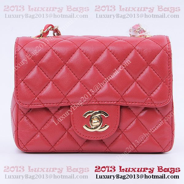 Chanel mini Classic Flap Bag Red Sheekskin 1115 Gold