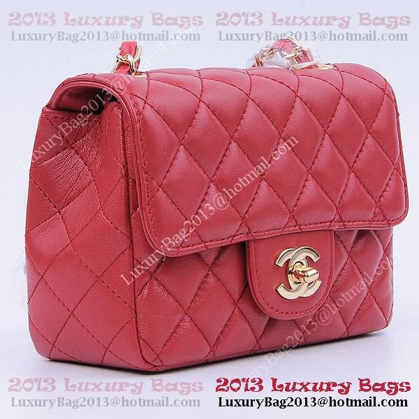 Chanel mini Classic Flap Bag Red Sheekskin 1115 Gold