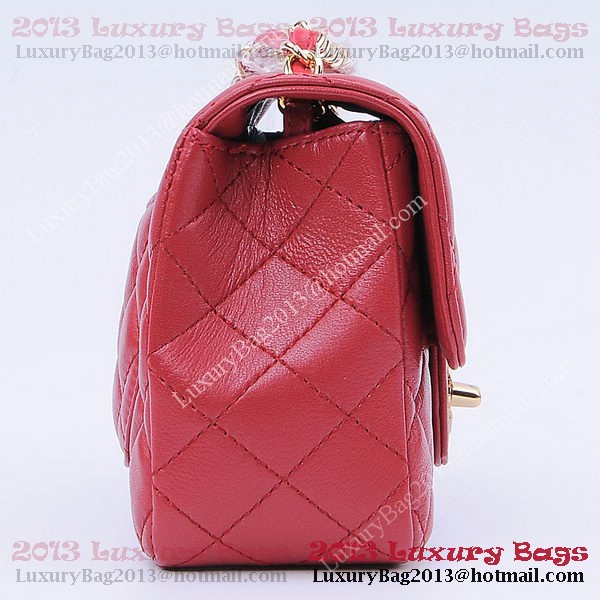 Chanel mini Classic Flap Bag Red Sheekskin 1115 Gold