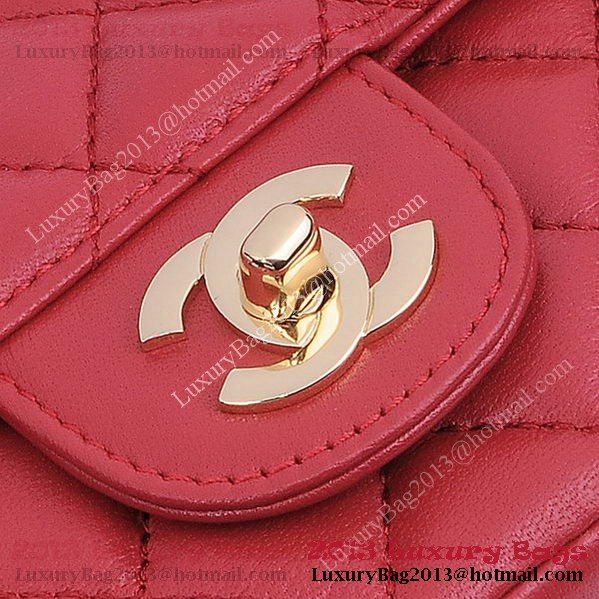 Chanel mini Classic Flap Bag Red Sheekskin 1115 Gold