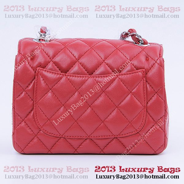 Chanel mini Classic Flap Bag Red Sheekskin 1115 Silver