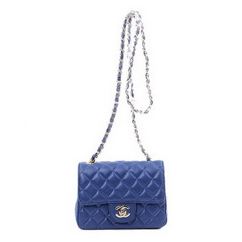 Chanel mini Classic Flap Bag RoyalBlue Sheekskin 1115 Gold