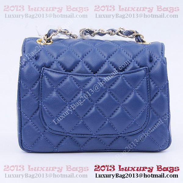 Chanel mini Classic Flap Bag RoyalBlue Sheekskin 1115 Gold