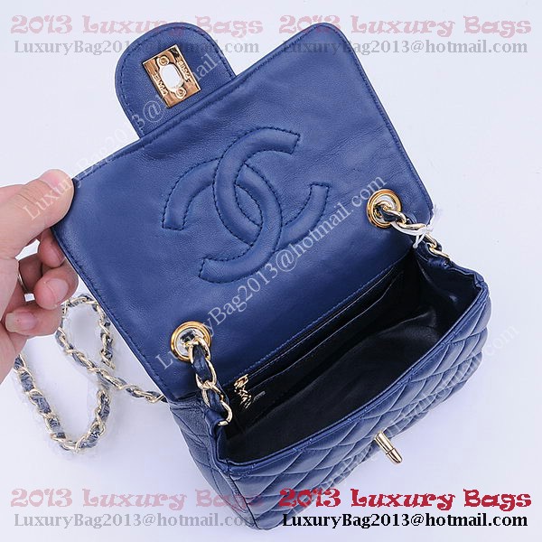 Chanel mini Classic Flap Bag RoyalBlue Sheekskin 1115 Gold