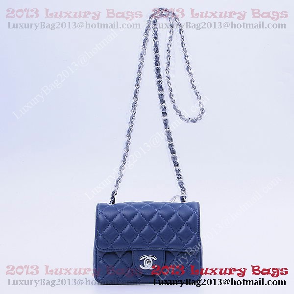 Chanel mini Classic Flap Bag RoyalBlue Sheekskin 1115 Silver