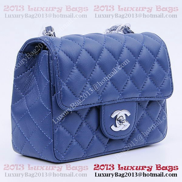 Chanel mini Classic Flap Bag RoyalBlue Sheekskin 1115 Silver