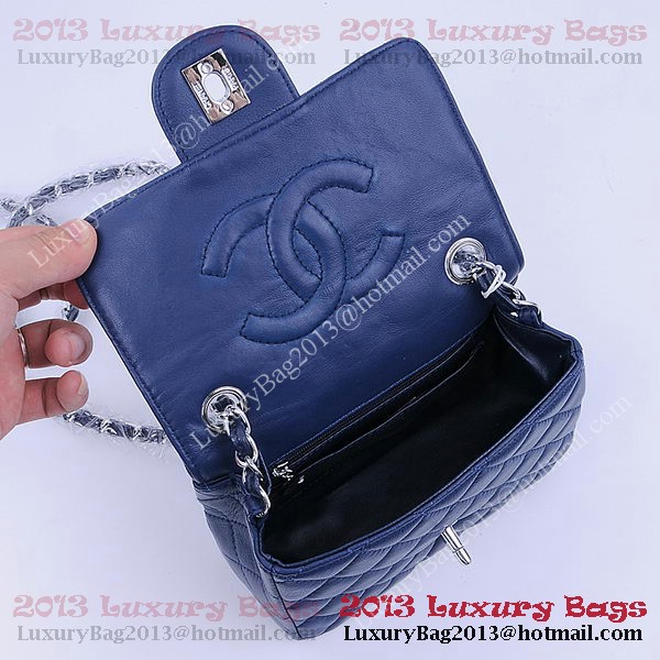 Chanel mini Classic Flap Bag RoyalBlue Sheekskin 1115 Silver