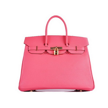 Hermes Birkin 35CM Tote Bag Pink Clemence Leather H6089 Gold