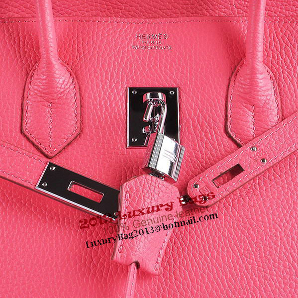 Hermes Birkin 35CM Tote Bag Pink Clemence Leather H6089 Silver