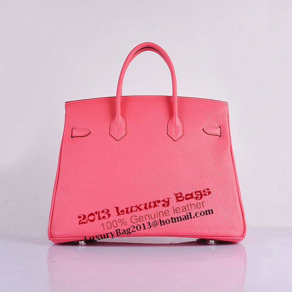 Hermes Birkin 35CM Tote Bag Pink Clemence Leather H6089 Silver