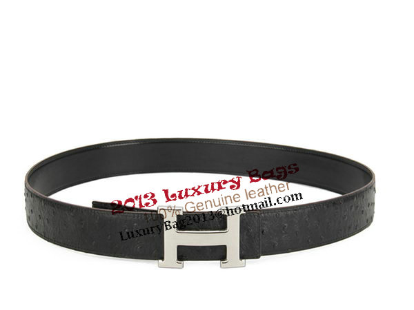 Hermes Belt Ostrich Leather HB5327 Black