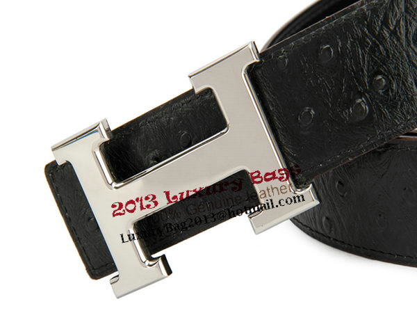 Hermes Belt Ostrich Leather HB5327 Black