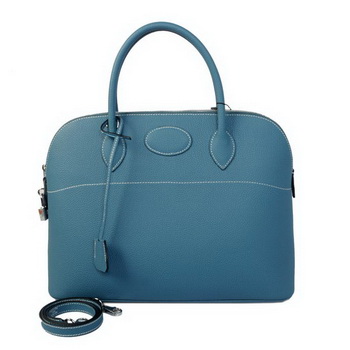 Hermes Bolide 37CM Tote Bags Calf Leather Blue