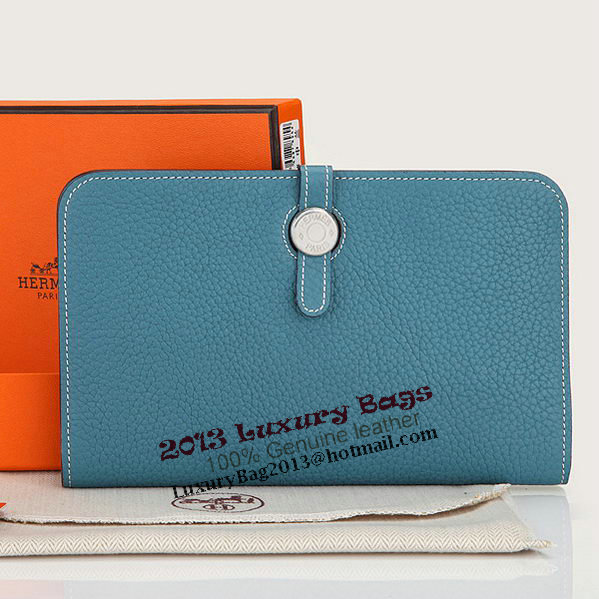 Hermes Dogon Combined Wallet A508 Light Blue