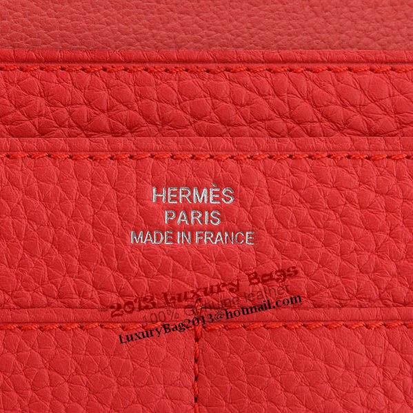 Hermes Dogon Combined Wallet A508 Light Red