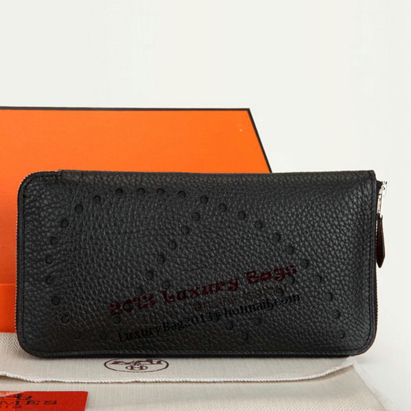 Hermes Evelyn Long Zip Wallet A808 Black