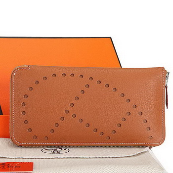 Hermes Evelyn Long Zip Wallet A808 Camel