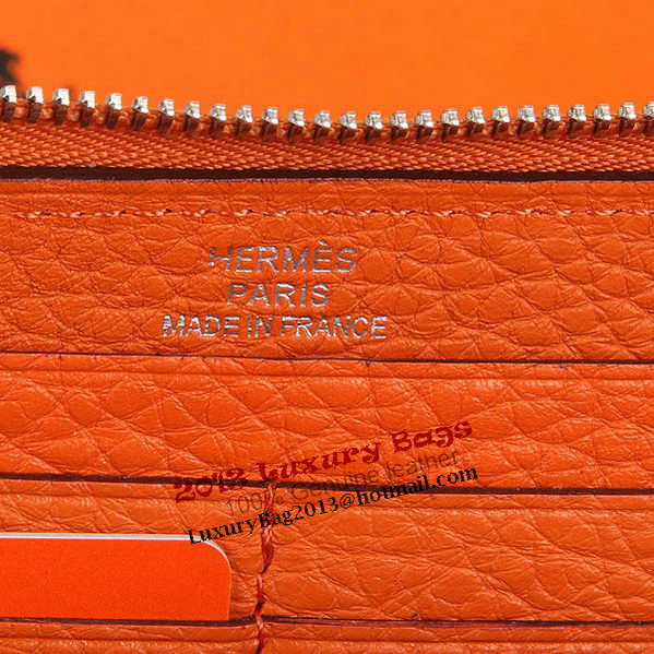 Hermes Evelyn Long Zip Wallet A808 Orange