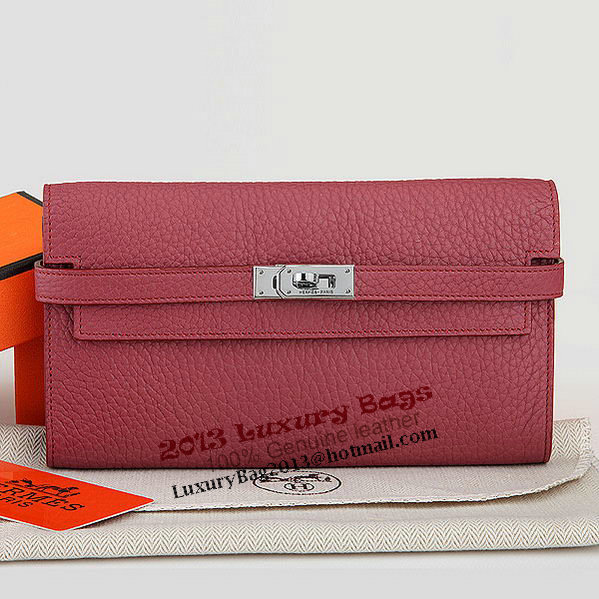 Hermes Kelly Original Leather Bi-Fold Wallet A708 Burgundy