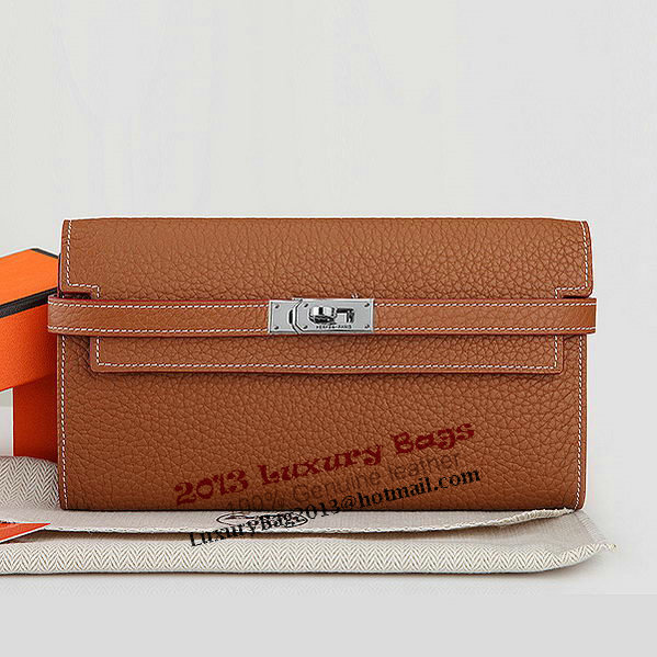 Hermes Kelly Original Leather Bi-Fold Wallet A708 Camel