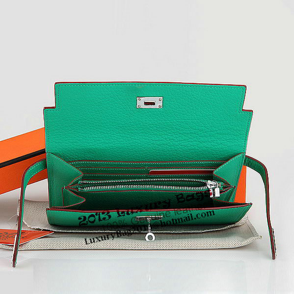 Hermes Kelly Original Leather Bi-Fold Wallet A708 Green