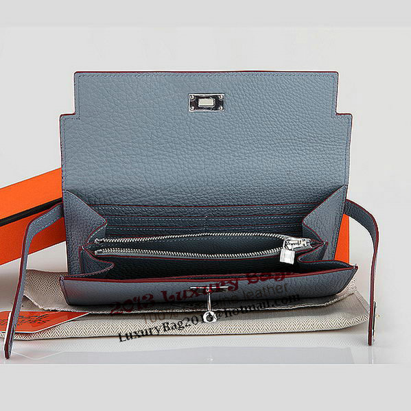 Hermes Kelly Original Leather Bi-Fold Wallet A708 SkyBlue