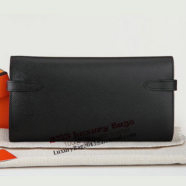 Hermes Kelly Original Saffiano Leather Bi-Fold Wallet A708 Black