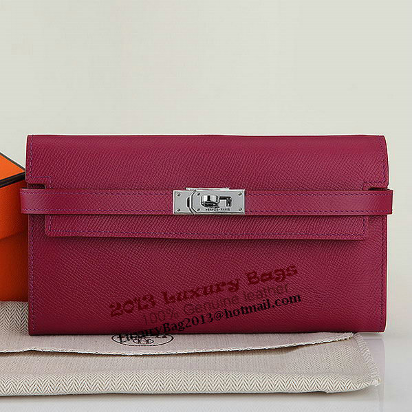 Hermes Kelly Original Saffiano Leather Bi-Fold Wallet A708 Burgundy