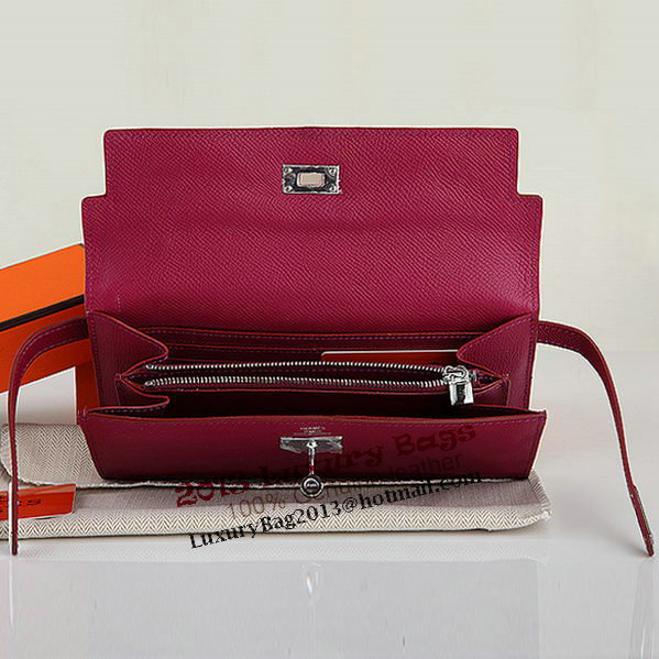 Hermes Kelly Original Saffiano Leather Bi-Fold Wallet A708 Burgundy