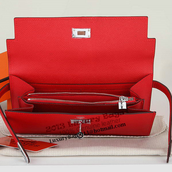 Hermes Kelly Original Saffiano Leather Bi-Fold Wallet A708 Red