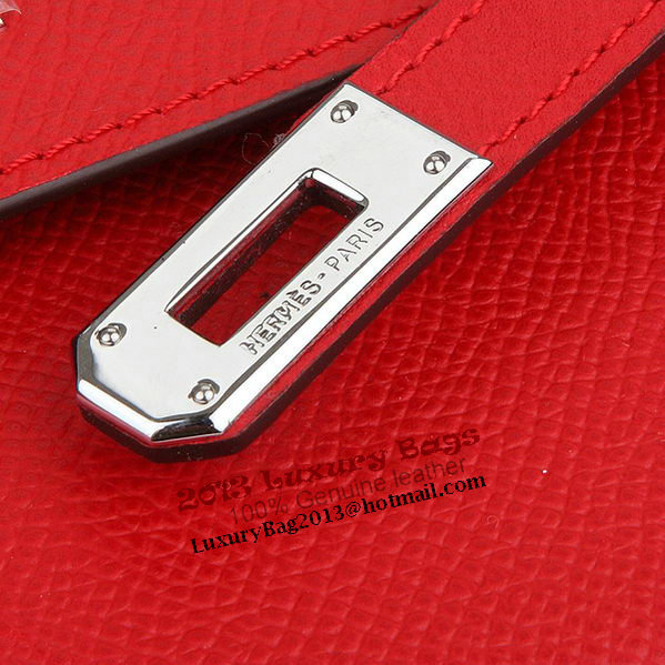 Hermes Kelly Original Saffiano Leather Bi-Fold Wallet A708 Red