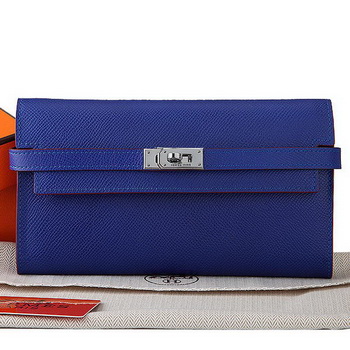 Hermes Kelly Original Saffiano Leather Bi-Fold Wallet A708 RoyalBlue