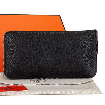 Hermes Zipper Wallet Original Leather A309 Black