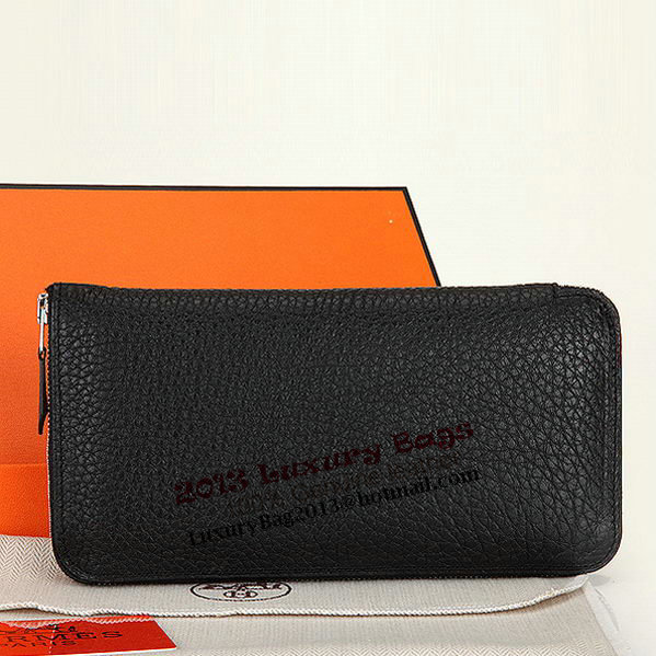 Hermes Zipper Wallet Original Leather A309 Black