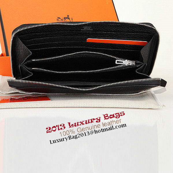 Hermes Zipper Wallet Original Leather A309 Black