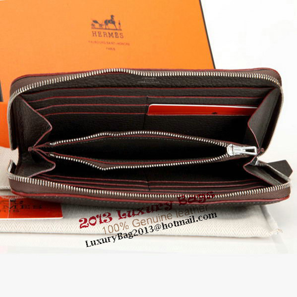 Hermes Zipper Wallet Original Leather A309 Brown