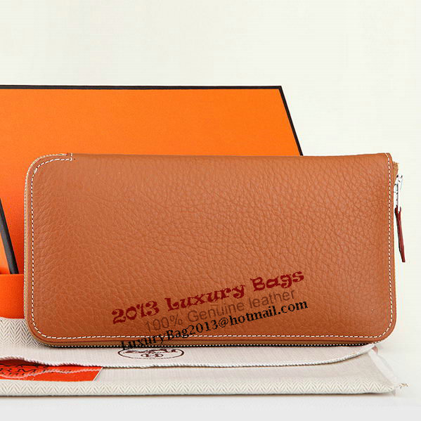 Hermes Zipper Wallet Original Leather A309 Camel