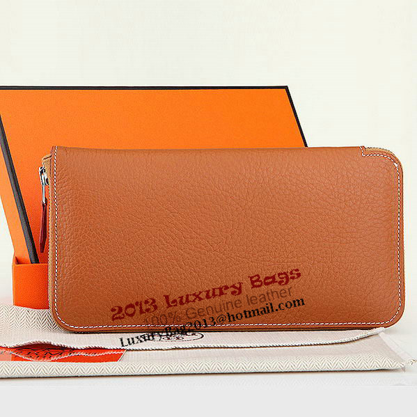 Hermes Zipper Wallet Original Leather A309 Camel