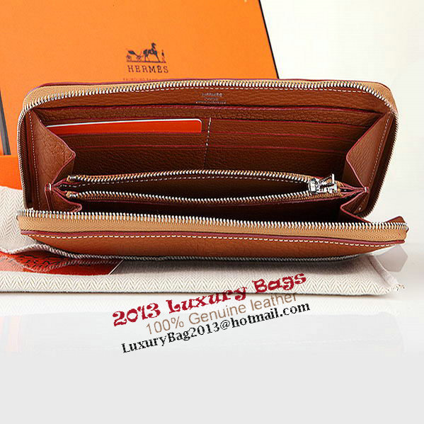 Hermes Zipper Wallet Original Leather A309 Camel